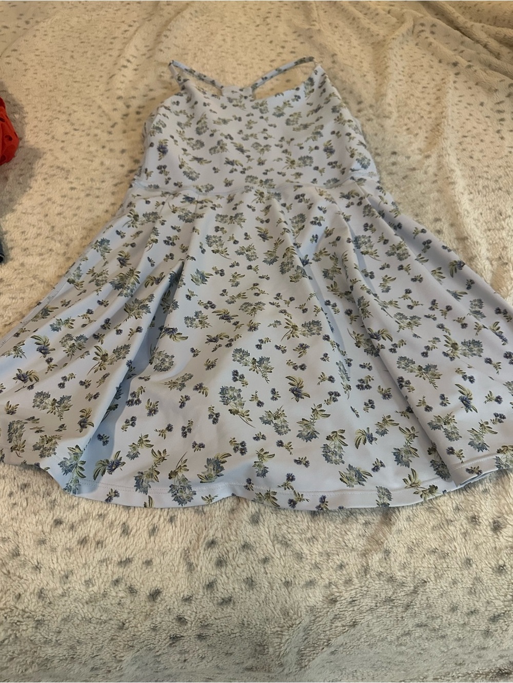 Like new Sage athletic Light Blue Floral with built in shorts